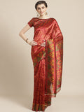 Saree Mall Rust Red & Mustard Yellow Printed Saree - Distacart