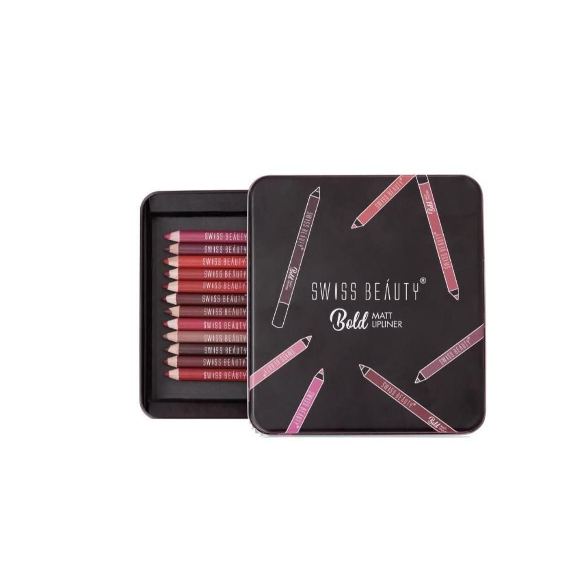 Swiss Beauty Bold Matt Lip Liner Pencil, Long-lasting , Matte Finish , Non-Drying - Pack of 12 - Distacart