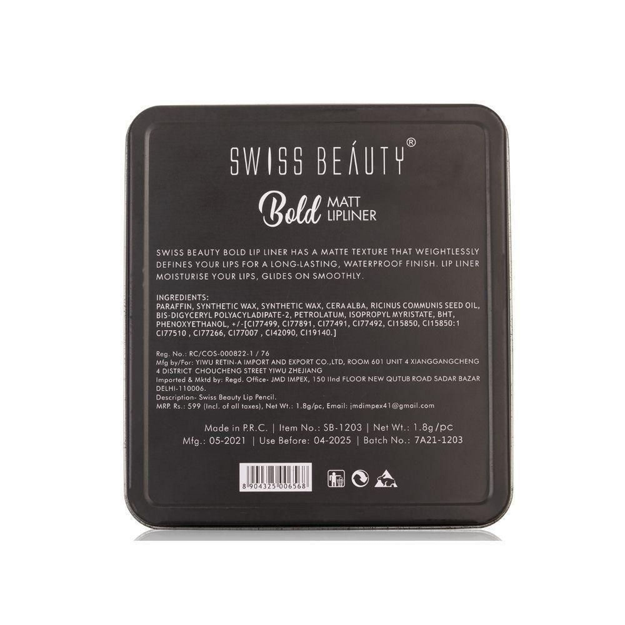 Swiss Beauty Bold Matt Lip Liner Pencil, Long-lasting , Matte Finish , Non-Drying - Pack of 12 - Distacart