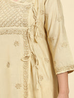 HOUSE OF KARI Embroidered Chikankari Chanderi Silk Anarkali Kurta