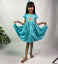 ArthLife Blue Unicorn Party Wear Dress