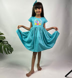 ArthLife Blue Unicorn Party Wear Dress
