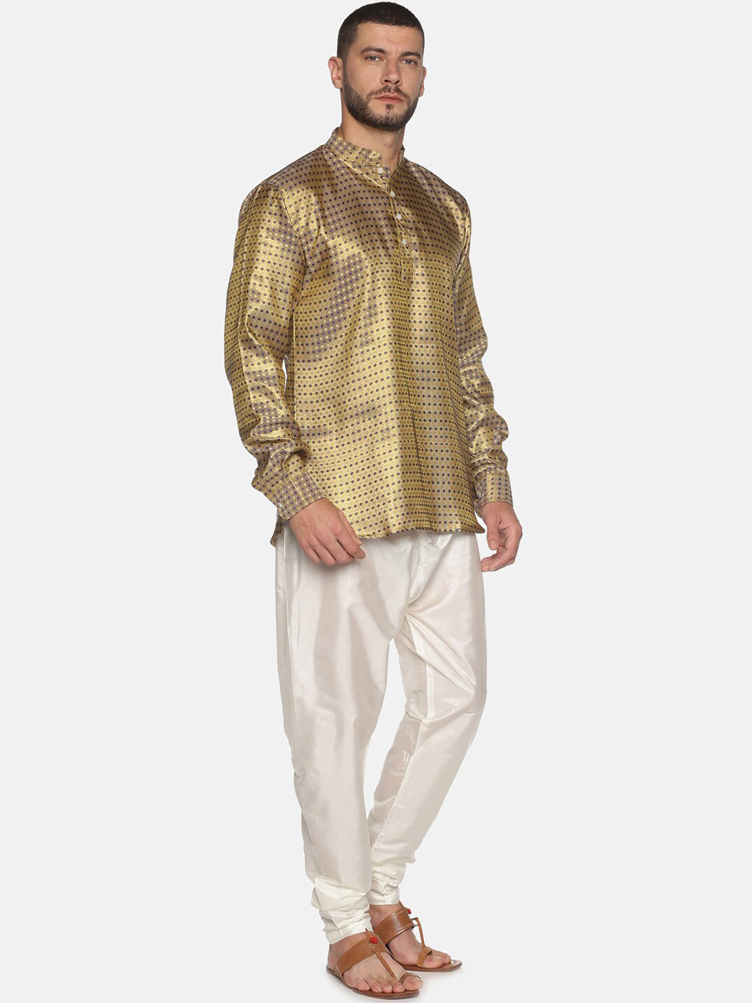 Sethukrishna Men Gold-Toned Ethnic Motifs Kurta with Pyjamas - Distacart