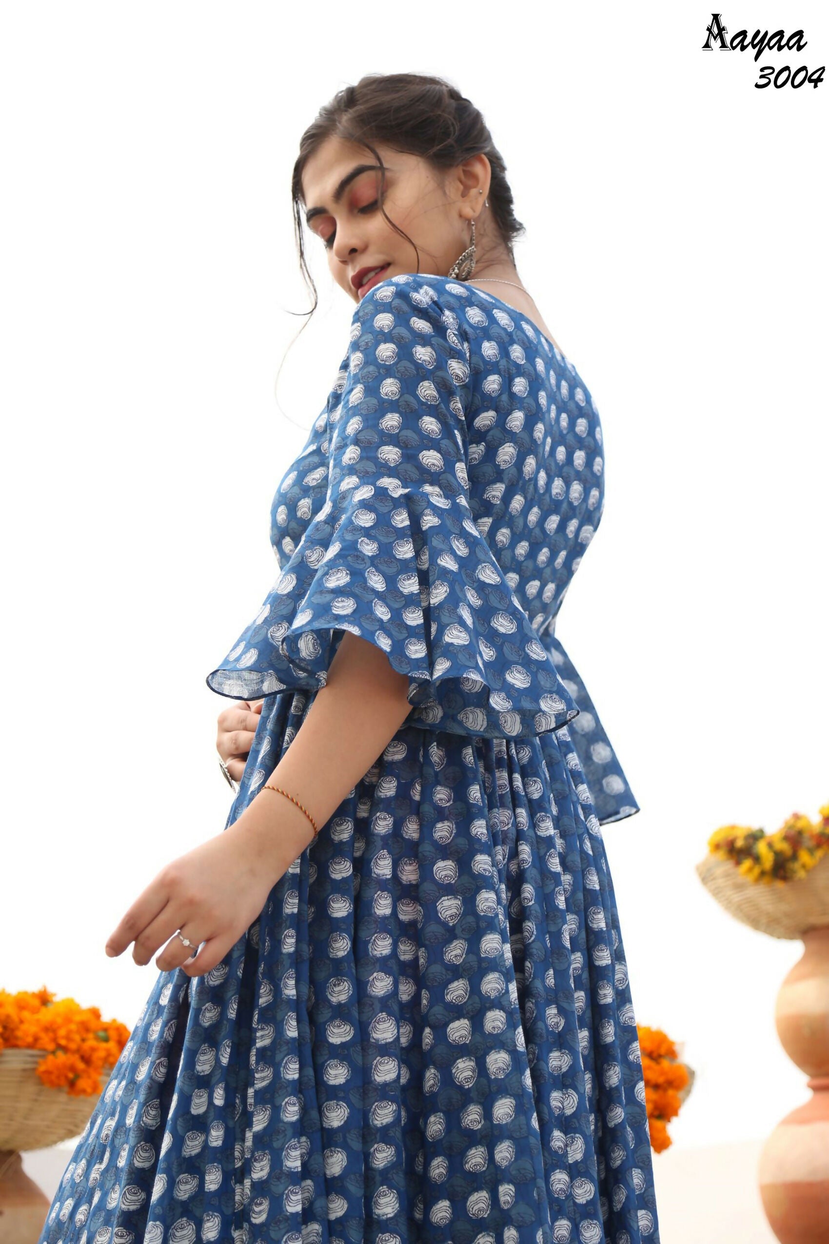 Aayaa Pure Ab Cotton Gown With Heavy Digital Print - Multi Color