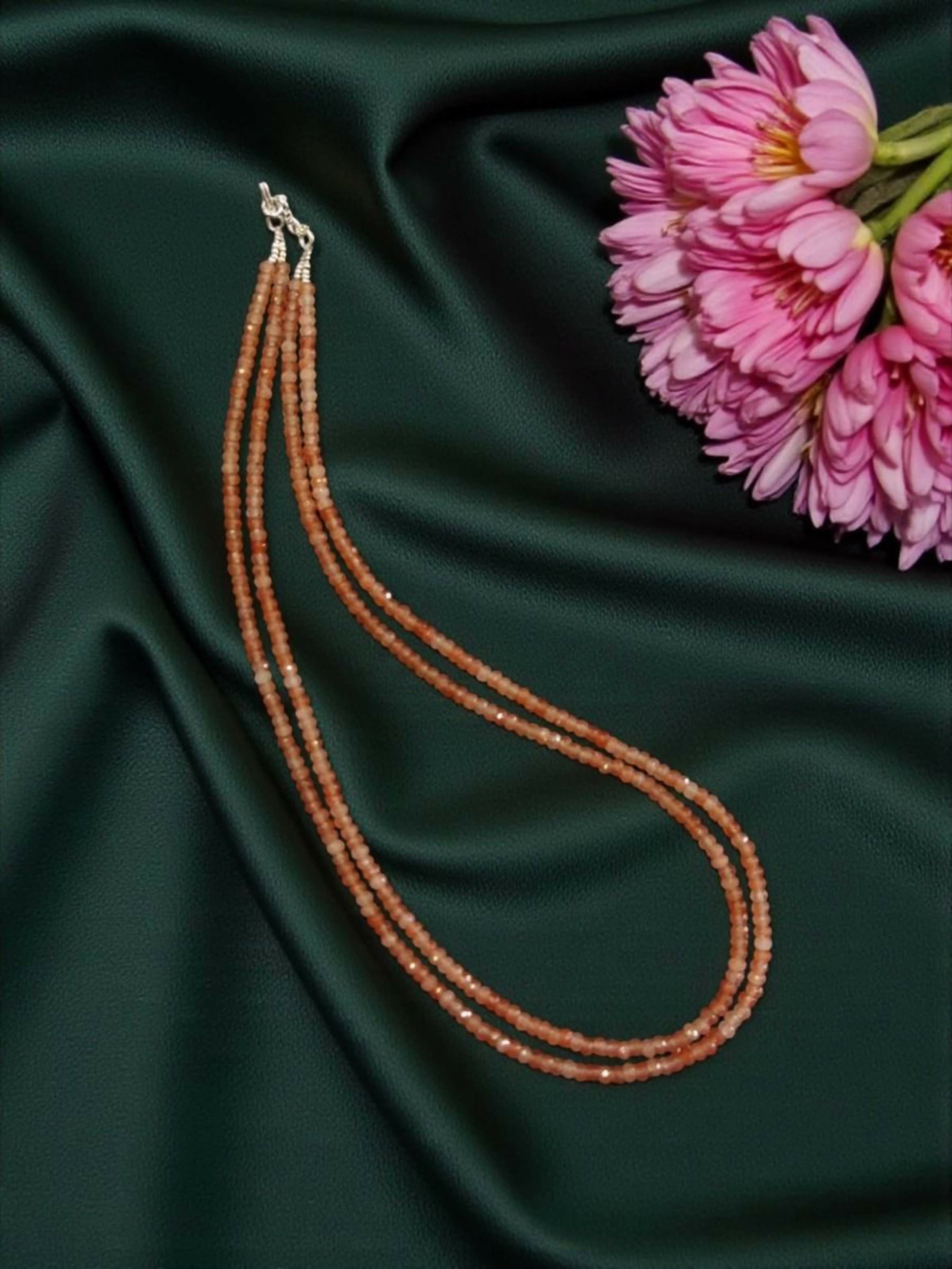 Joban Fashion Women Brown 2 Layer Agate Necklace, Silver Finish, Orange - Distacart