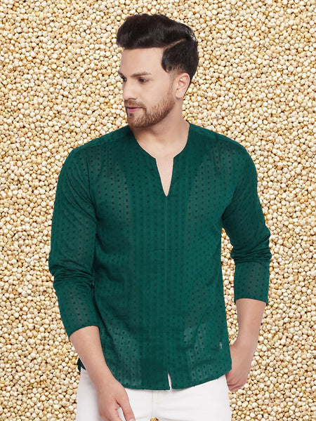 Even Apparels Men's Pure Cotton Green Kurta