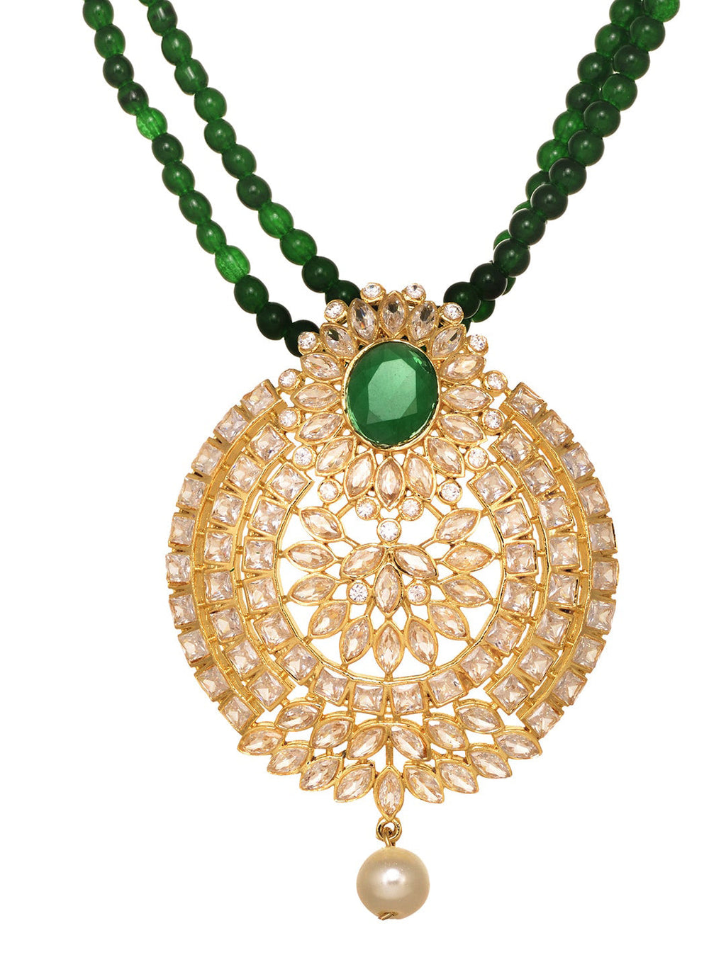 Saraf RS Jewellery GoldPlated Polki Studded With Beads Handcrafted Jewellery Set - Distacart