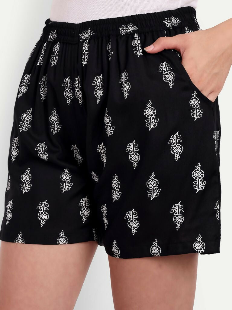 Alvano Beautiful Printed Black Boxer Shorts