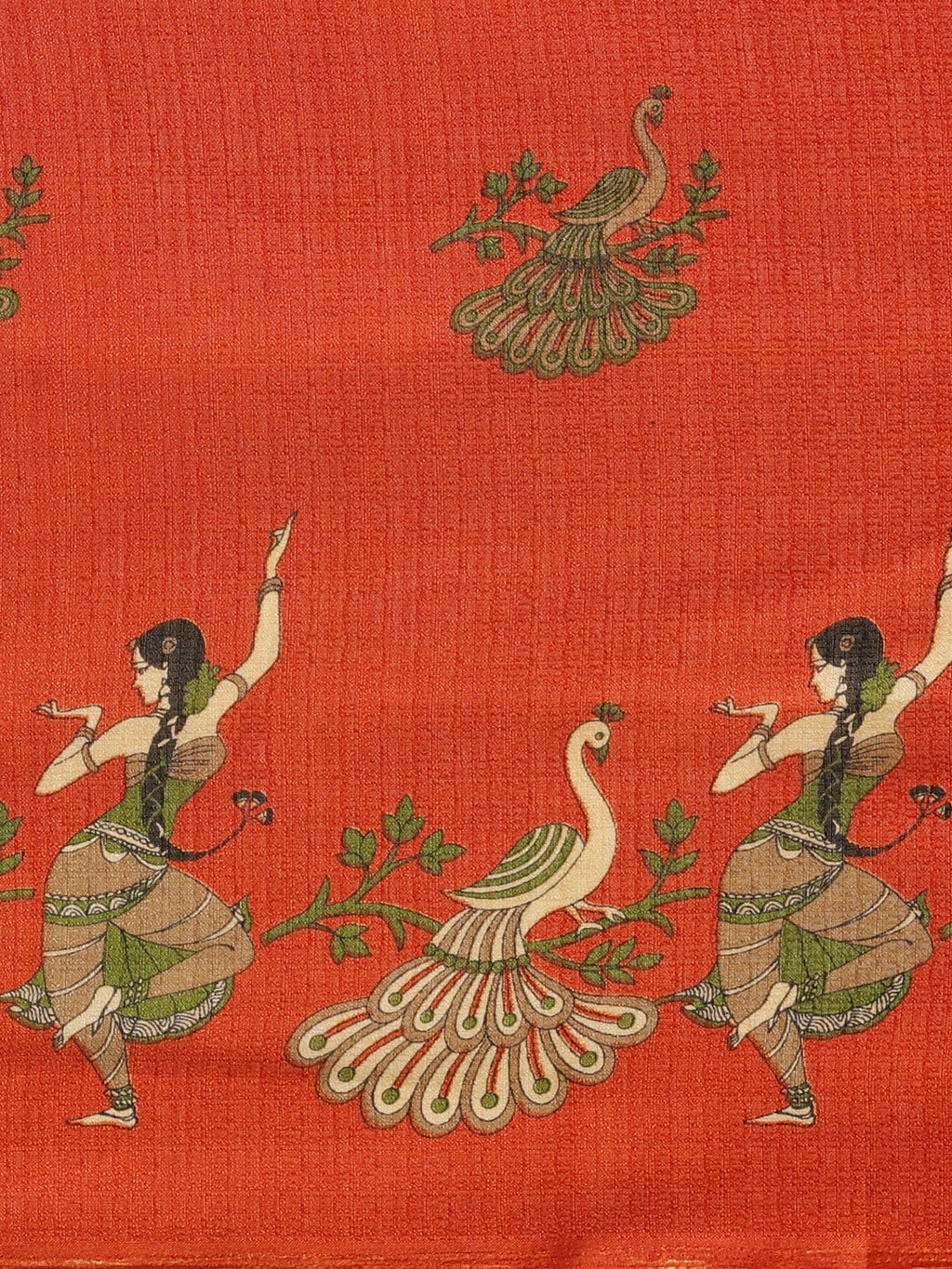 Saree Mall Rust Red & Green Printed Saree - Distacart