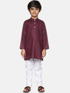 Sethukrishna Boys Maroon Pure Cotton Kurta with Pyjamas