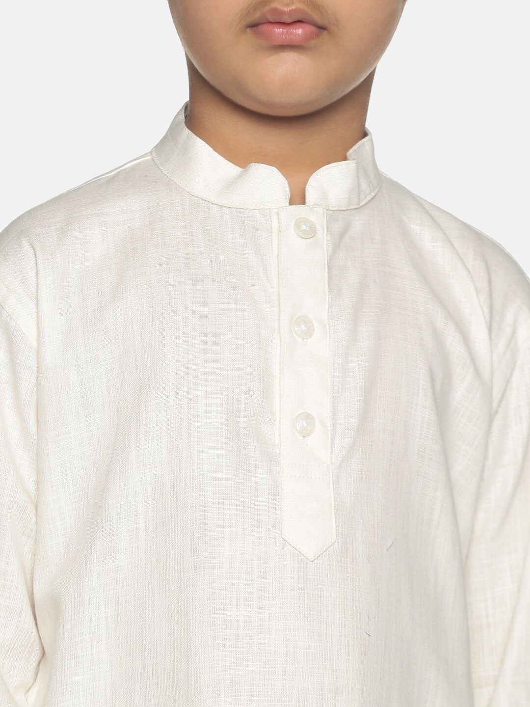 Sethukrishna Boys Cream-Coloured Pure Cotton Kurta with Pyjamas