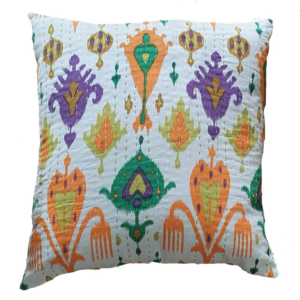 The Decor Nook Off White Base With Multi Colour Leaf Print Cushion Cover