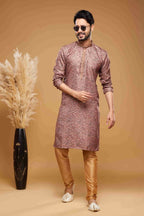 Raivat Ethnic Art Silk Digital Print Pintux Work Kurta Pajama In Onion Pink Colour