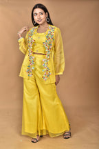 Morchari Women Hand Embroidery Crop Top-Yellow
