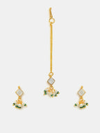 Ruby Raang Double Color Drops Maang Tikka And Earrings Set - Distacart