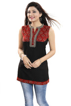 Snehal Creations Terrific Black Rayon Cotton Sleeveless Tunic Top - Distacart