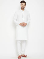 Even Apparels White Viscose Long Men's Kurta With Band Collar - Distacart