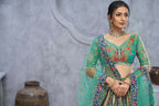 Kesar Fab Green Organza Embroidered Lehenga