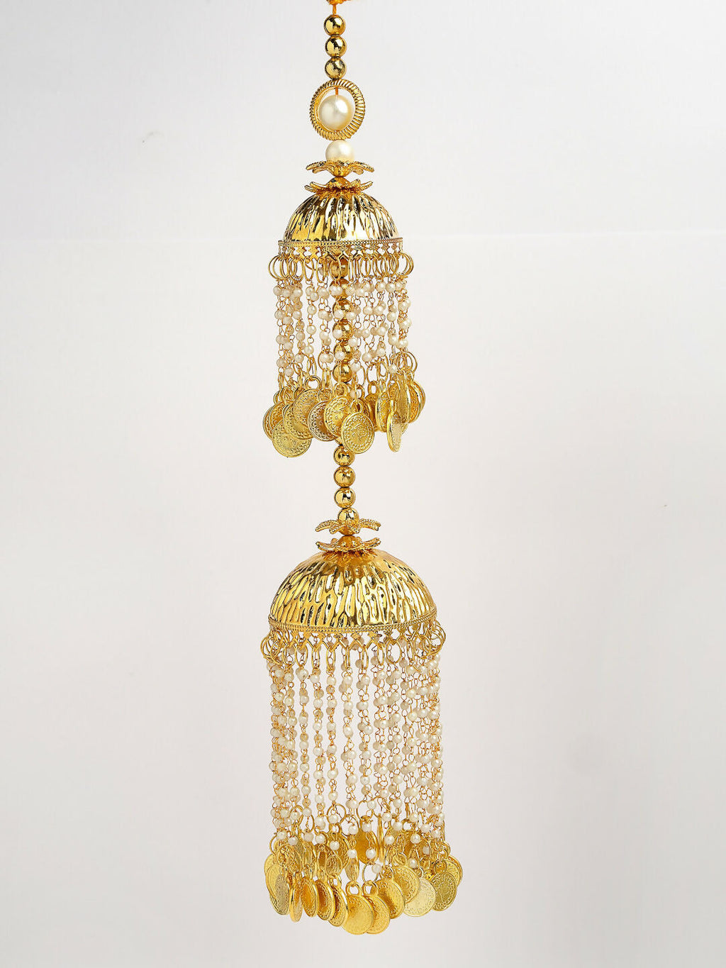 NVR Women's Pack Of 2 Gold-Polished & White Pearl Beaded Bridal Layered Heavy Kaleera Sets - Distacart