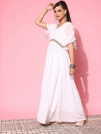 Ahalyaa Women's Traditional wear Ethnic Dress - White - Distacart