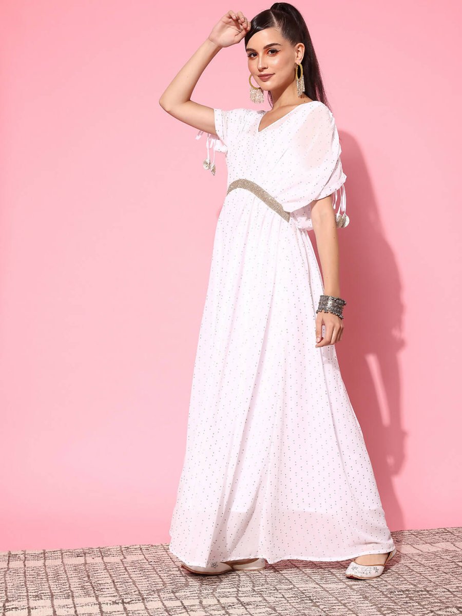 Ahalyaa Women's Traditional wear Ethnic Dress - White - Distacart