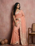 Shree Shyam Fashion Peach Cotton Saree - Distacart