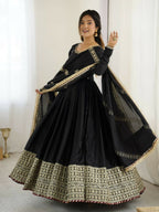 Teeya Creation Black Chinon Silk Gown - Distacart