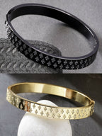 NVR Men's Set of 2 Gold & Black Rhodium-Plated Stainless Steel Kada Bracelet - Distacart