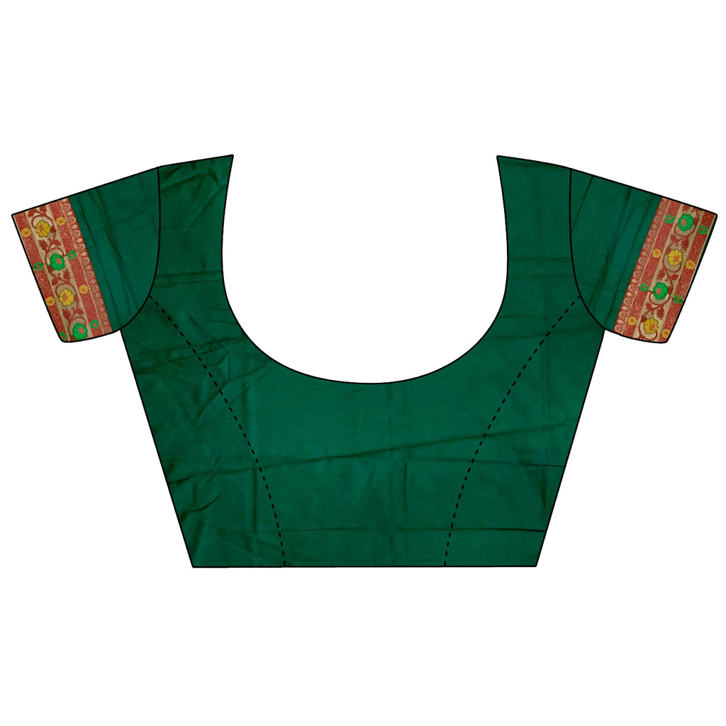 Joban Fashion Dark Green Banarasi Soft Silk Woven Saree - Distacart