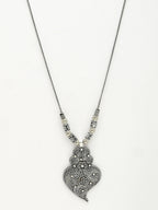 NVR Women's Silver-Toned German Silver Oxidised Pendant with Chain