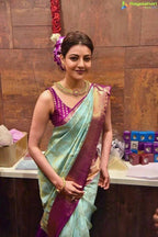 DEIANA'S Beautiful Designer Golden zari Soft Lichi Silk Saree - Sky