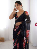 Traditional Partywear Black Georgette Fancy Saree-Pavitra - Distacart