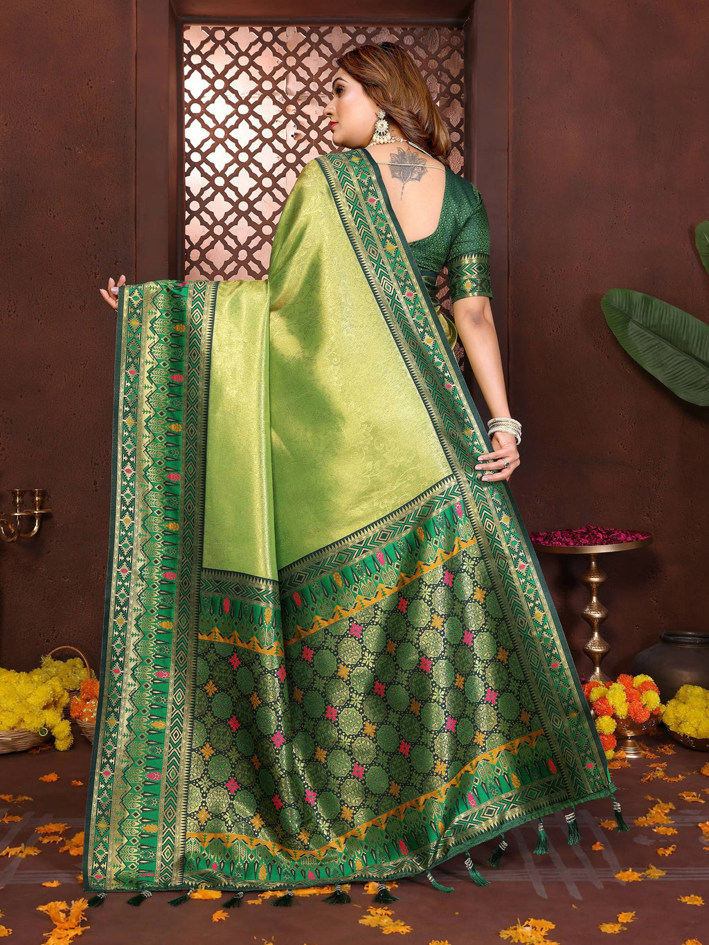 Aastha Fashion Pista Tissue Silk Weaving Saree - Distacart