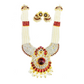 Elite Trading Classic White and Maroon Kempu Stone Necklace Set
