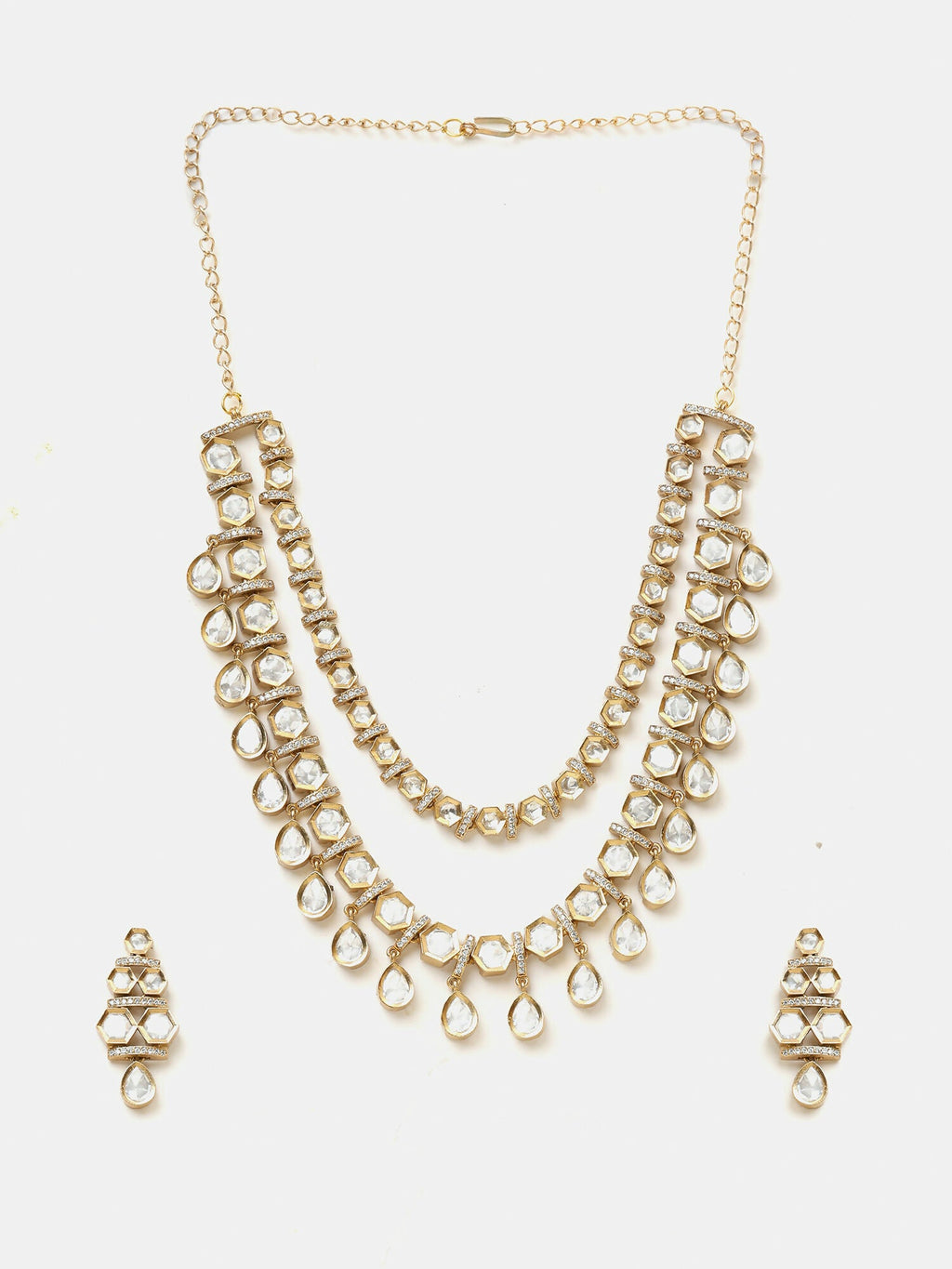 Ruby Raang 3-Layered Neck Piece With Earrings