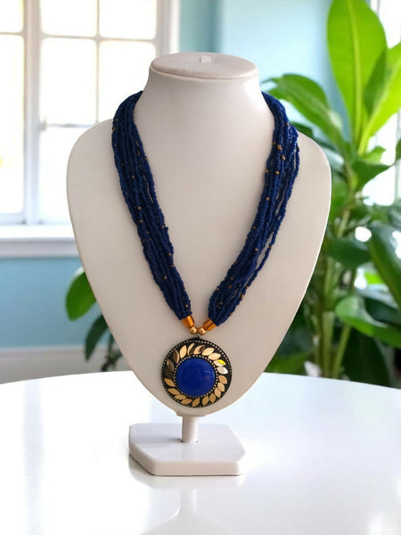 Inhanns Everyday Statement Beaded Pendant Necklace - Blue
