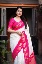 Rani Silk Zari Woven Saree with Unstitched Blouse - Hiral Fashion