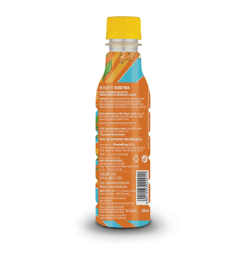 Society Iced Tea Bottle Orange Ginger Lemongrass Flavour - Distacart