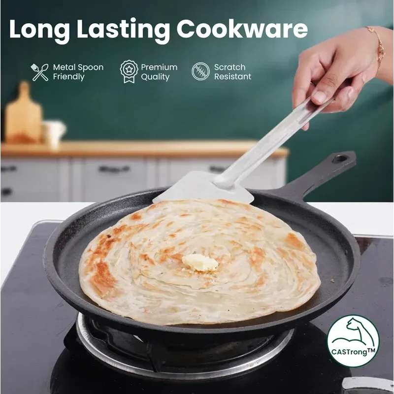 The Indus Valley CASTrong Cast Iron Cookware Set: Tawa + Fry Pan + Wok Kadai, Kitchen set for Home, Pre-seasoned,100% Pure Cast Iron Cookware,Toxin-free Pots and Pans,Tadka Pan
