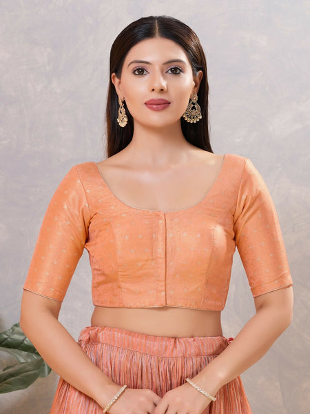 Joban Fashion Women Silk Peach Stitched Blouse