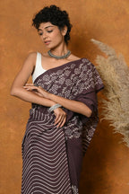 Very Much Indian Handblock Printed Cotton Saree With Natural Dyes - Brown - Distacart