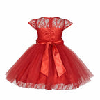 Asmaani Baby Girl's Red Color Satin A-Line Frock (As-Dress-22131)