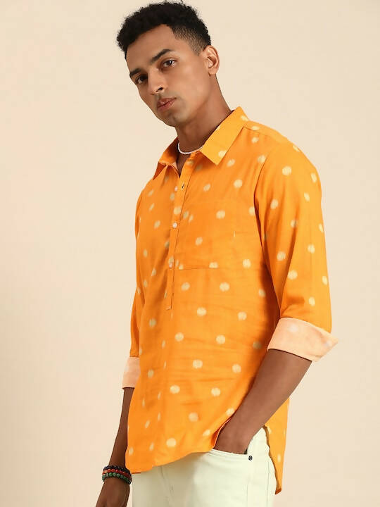 Mustard Men Pure Cotton Relaxed Opaque Printed Casual Shirt - Mahotsav