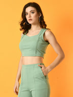 Myshka Women's Green Solid Party Top