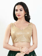 Joban Fashion Gold Silk Padded Blouse With Sweetheart Neck Sleeveless - Distacart