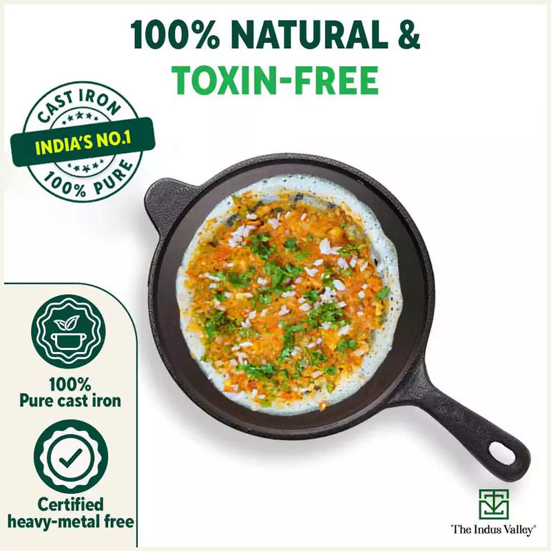 The Indus Valley Super Smooth Cast Iron Set: Kadai+ Tawa+ Frypan, Kitchen set for Home, Nonstick, 100% Pure, Toxin-free, Tadka Pan