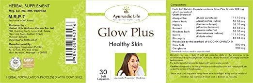 Ayurvedic Life Glow Plus Healthy Skin Capsules - Distacart