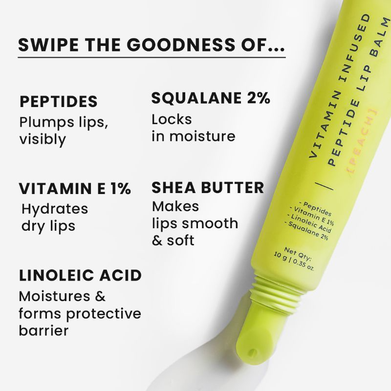 Hyphen By Kriti Sanon Vitamin Infused Peptide Lip Balm - Peach For Dry & Chapped Lips, Hydrating & Moisturizing Balm
