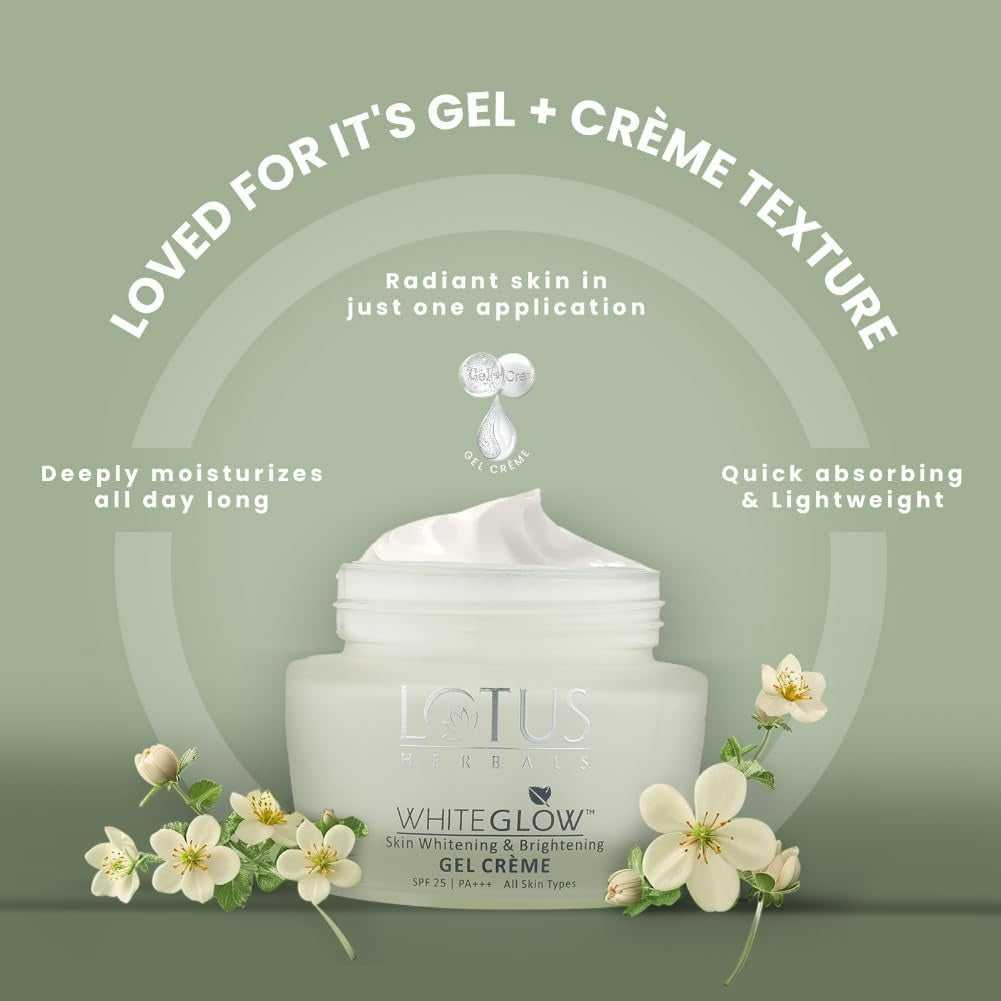 Lotus Herbals Whiteglow Skin Brightening Gel Creme SPF 25 PA+++ - Distacart