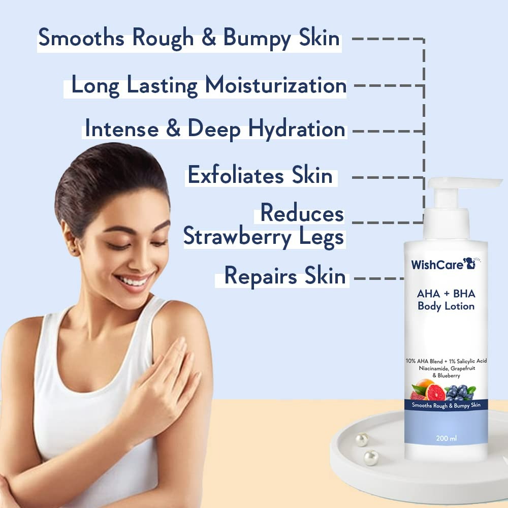 WishCare 10% AHA + 1% BHA Body Lotion for Smooths Rough & Bumpy Skin - Distacart